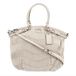 Coach Madison Gathered Cream Leather Large Sophia Satchel Hand/Shoulder Bag